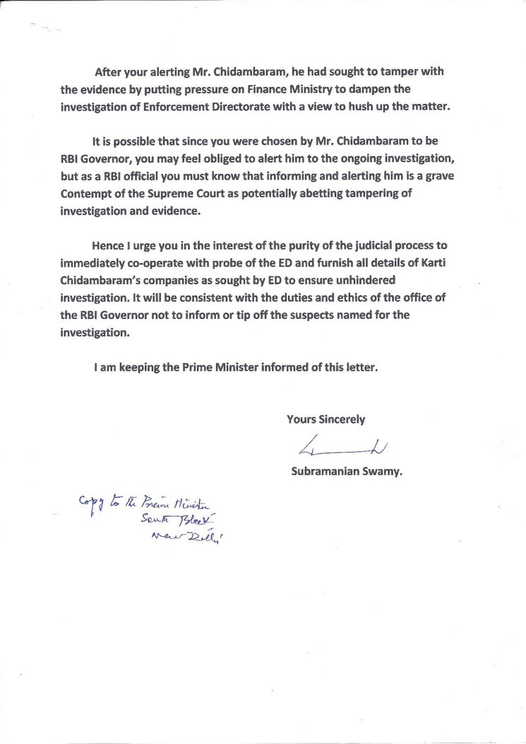 Page 2 of Dr. Swamy's letter to Rajan